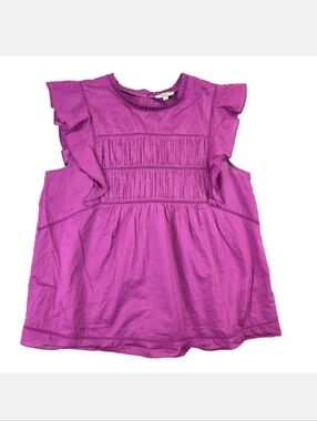 Womwn's Rails Filomena Berry Ruffle Sleeve Pintuck Blouse Size Small
